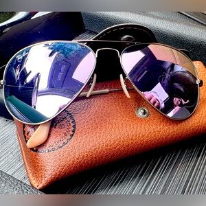 Lilac lens ray ban aviators- mint condition; barely worn, no scratches.